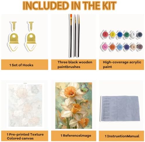 Pxzcrypha Flowers Paint by Numbers Kit for Adults-Butterfly 16x20inch - Image 3