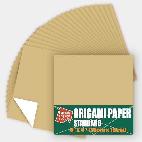 [Taro's Origami Studio] Standard 6 Inch One Sided Single Color (Ivory) 50 Sheets (All Same Color) Square Easy Fold Premium Japanese Paper for Beginner (Made in Japan) by TAROSORIGAMISTUDIO