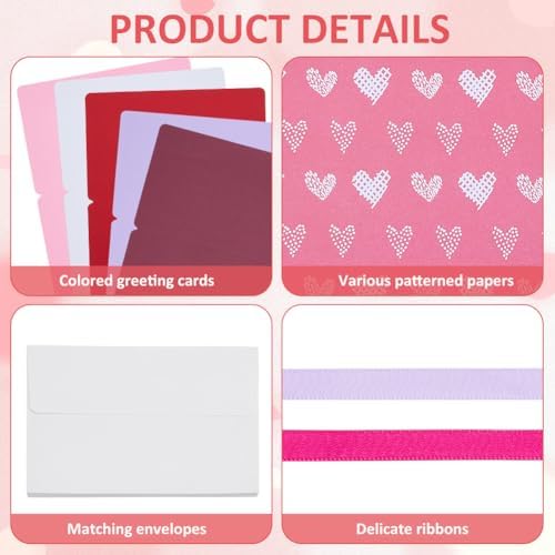 WEBEEDY 15 Sets Valentines's Day Card Making Kits Complete DIY Greeting Card Sets with Blank Cards, Stickers, Envelopes for Beginners Birthday Christmas Valentines's Day Invitation Paper Craft Gift - Image 3
