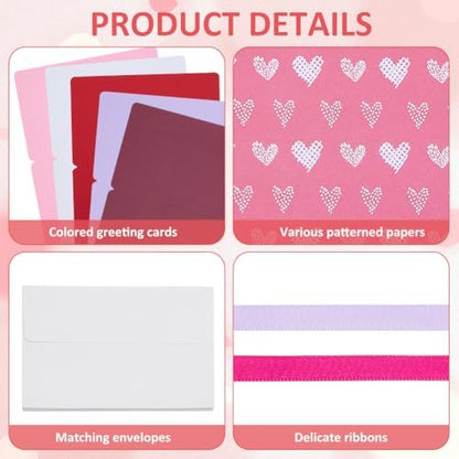 WEBEEDY 15 Sets Valentines's Day Card Making Kits Complete DIY Greeting Card Sets with Blank Cards, Stickers, Envelopes for Beginners Birthday Christmas Valentines's Day Invitation Paper Craft Gift - Image 3