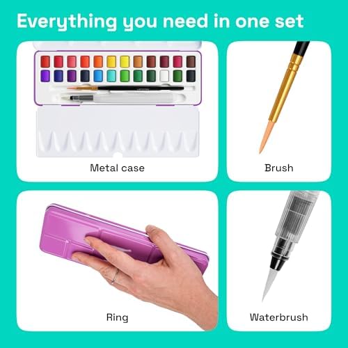 ARTISTRO Vivid Watercolor Paint Set with Palette & Brush Pens - 24 Colors - Image 2