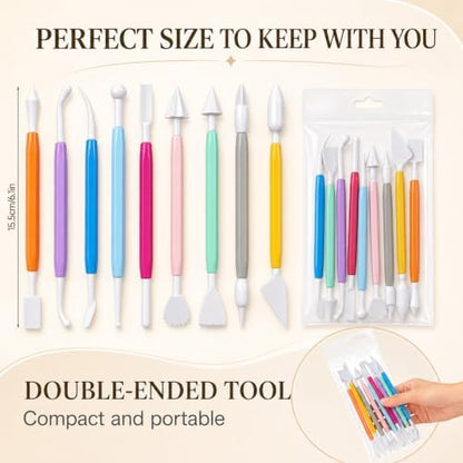 Ferrochef 10 Set 90 Pcs Clay Tools, Plastic Sculpting Tools, Colorful Style - Image 2