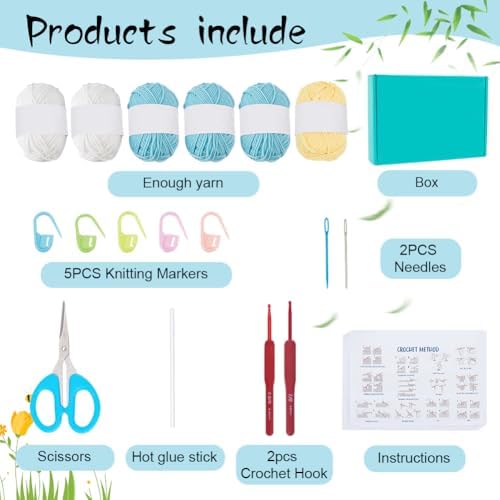 ORIGACH DIY Daisy Crochet Bag Kit for Beginners Adults, Crochet Granny Square Bag Kit with Instruction Video Tutorials, Aqua Blue - Image 2