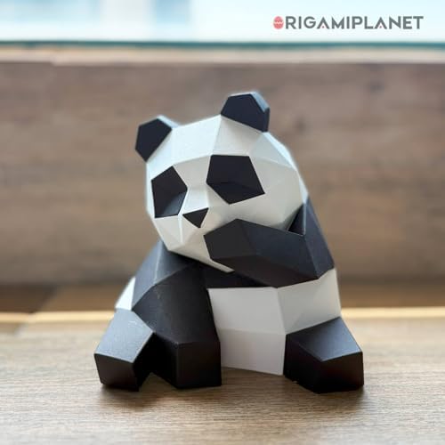 3D Panda Fanfan Origami Paper Craft Kit, Fun DIY Pre-Cut 3D Paper Art Model for Teens & Adults, Easy Handmade Animal Figurine Sculpture Gift Set for Bookshelf Decoration - Image 5