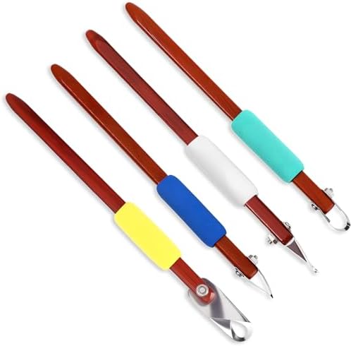 Lanties 4 Pcs Pottery Carving Tool Set Sculpture Scraper Craft Modelling Tools Red Pear Wood Texture Handle with Stainless Steel Blade for Clay Carving, Ceramic Sculpting, Graffito (Classic Color) by Lanties