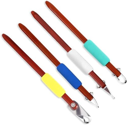 Lanties 4 Pcs Pottery Carving Tool Set Sculpture Scraper Craft Modelling Tools Red Pear Wood Texture Handle with Stainless Steel Blade for Clay Carving, Ceramic Sculpting, Graffito (Classic Color) by Lanties
