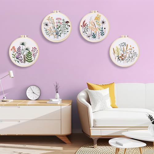 Huacan Embroidery Kit for Adults Beginners with 4 Hoops & Gift Box - Image 5