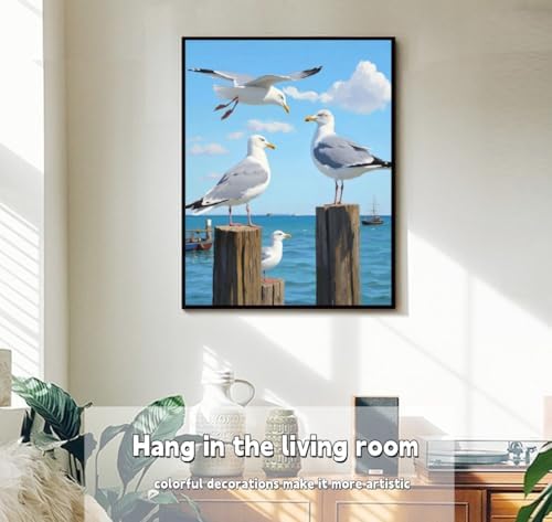 ACANDYL Seagull Paint by Numbers Kit for Adults Paint by Numbers for Adults Beginner Seaside Canvas Painting by Number Sea DIY Acrylic Oil Painting on Canvas Arts Craft Decoration for Wall 16x21 Inch - Image 2