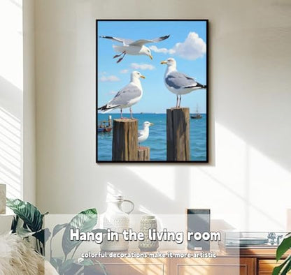 ACANDYL Seagull Paint by Numbers Kit for Adults Paint by Numbers for Adults Beginner Seaside Canvas Painting by Number Sea DIY Acrylic Oil Painting on Canvas Arts Craft Decoration for Wall 16x21 Inch - Image 2