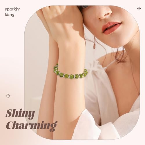 105pcs 10mm Rhinestone Beads for Jewelry Making, Olivine Shiny Round Disco Ball Beads Bulk, Sparkle Crystal Clay Christmas for Bracelet Baseball Necklace Earring Crafting and DIY - Image 3