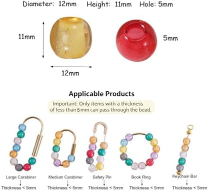 100pcs 12mm Resin Large Hole Beads for Carabiner Bag Charm Keychain - Image 2