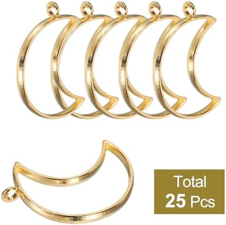uxcell 25Pcs Alloy Open Bezel Pendants, Moon Hollow Frame Pendant Geometric Open Back Frame Pendant for Resin Jewelry Making Earrings Necklace Bracelet DIY, Rose Gold Tone - Image 3