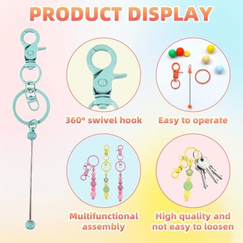 48 Pcs Beadable Keychains Bars bulk - 24 Candy DIY Metal Beaded Keychain Making Kit + 24 Bags Included, Bead Keychain Supplies,Blank Key Chain, Perfect for Women, Men, Mother's Day, Birthday Gift - Image 3