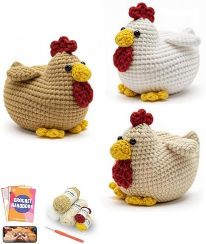 PAITIN Crochet Kit for Beginners Adults, Complete DIY Craft Yarn Kit with Step-by-Step Video Tutorials, Easy Handmade Art Projects Home Decor (Chicken) by PAITIN