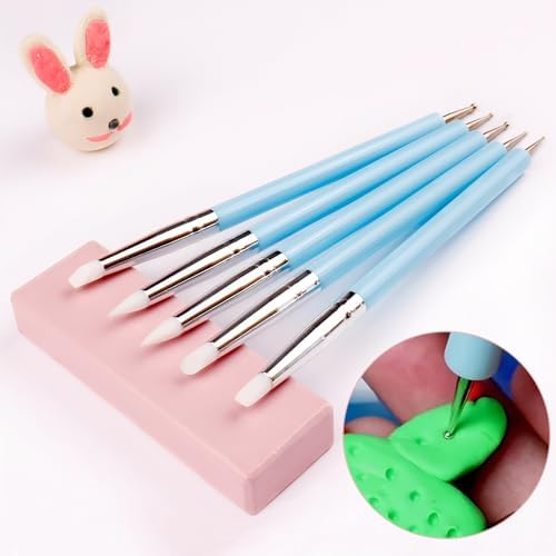 DIYOOHOMY 9 Pcs Polymer Clay Tools, Ball Stylus Silicone Sculpting Tools for Pottery Rock Dot Painting Nail Art Blending Clay Carving Ceramic Drawing DIY Craft Modeling - Image 4