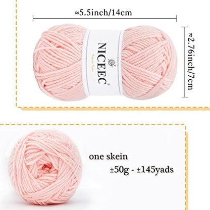 NICEEC 300g Soft Assorted Colors Yarn 100% Acrylic 870yds -Series 9 - Image 2