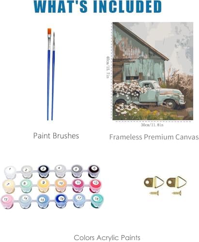 Truck and Barn Paint by Numbers Kit for Adults Framed Canvas, Frameworkless - Image 3