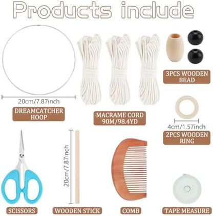 FREEBLOSS Macrame Owl Kit for Beginners Macrame Wall Hanging Kit DIY Macrame Kit with Video Tutorial Macrame Hanging Decor for Adults Gift, Naturally white - Image 2