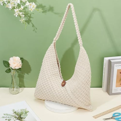 ACRNIGHEET Crochet Beach Bag Crochet Kit for Beginners Tote Bag Knitting Kit with Yarn and Hook Boho DIY Craft Kits Gift for Adults with Video Guide Tutorial Crochet Starter Kit - Image 7