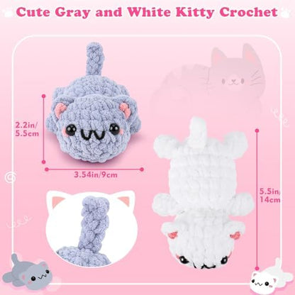 2PCS Kitty Crochet Kit for Beginners Cats Crochet Starter Kit for Adults - Image 3
