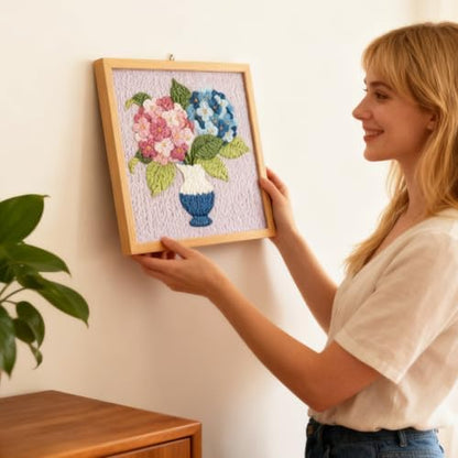 INFUNLY Hydrangea Punch Needle Kits for Beginner Adult Flower DIY Punch Needle Embroidery Starter Kits for Wall Hanging Vase Plant Needles Stitching Kit with Instruction for DIY Crafts Gift Home Decor - Image 7