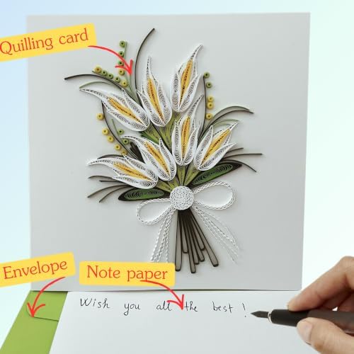 Quilling Cards, handmade card, quilled cards with Dedicated Paper, quilling birthday cards for women or all occasions: Mother's day, Greeting card, Birthday... (Lily) - Image 5