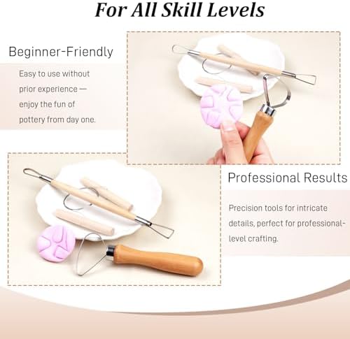8-Piece Double-Sided Wooden Clay Sculpting Tool Set – Variety Shape Pottery Carving & Smoothing Tools for All Skill Levels - Image 4