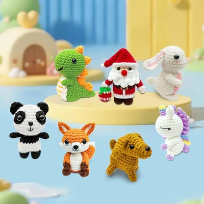 HUASHILUO 8Pcs Crochet Kit for Beginners, DIY Craft for Adults and Kids, Great Birthday Gift for Crochet Lovers and Kids, Crocheting Animal Kits with Step by Step Videos,Yarn,Crochet Hook - Image 4