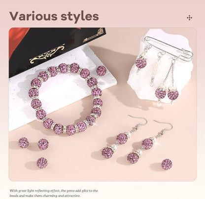 200pcs 10mm Rhinestone Beads for Jewelry Making, Light Purple Shiny Round Disco Beads Bulk, Sparkle Crystal Clay Christmas for Bracelet Baseball Necklace Earring Crafting and DIY - Image 2