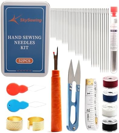 Skysewing 52PCS Large Eye Hand Sewing Needles Kit with Metal Box, Mini Sewing Kit with Threaders, Thimbles, Seam Ripper, Portable Sewing Repair Kit for Adults Beginner Travel Clothing Repair Home Use - Image 2