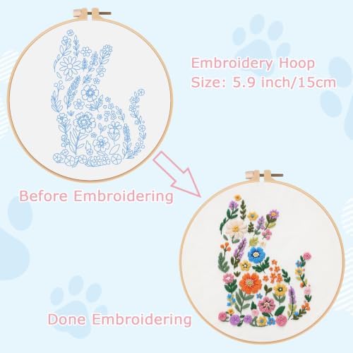 Nuberlic Embroidery Kit for Beginner,Floral Embroidery Practice Kit - Image 4