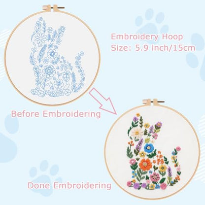 Nuberlic Embroidery Kit for Beginner,Floral Embroidery Practice Kit - Image 4