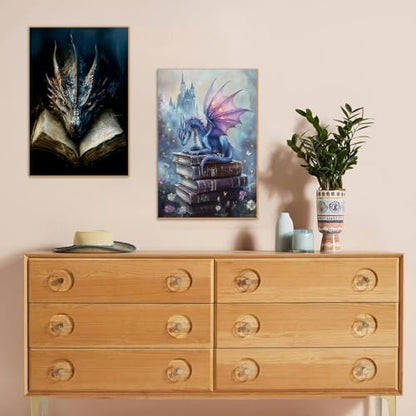KYOQFVN 2 Pack Dragon Paint by Number Kits for Adults with Frame - Adult Paint by Numbers Kit on Canvas with Wooden Easel, Easy Acrylic Paintng by Numbers for Home Wall Decor8x12inch - Image 4