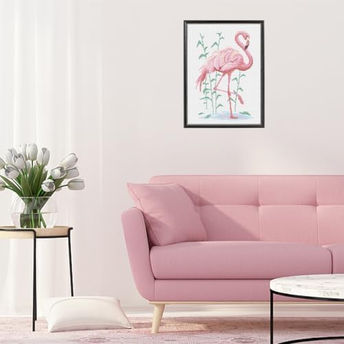 FREEBLOSS Flamingo Cross Stitch Kit Cross Stitch Starter Kit for Adults with Instructions 13 * 17'' Pure Cotton Cloth Cross Stitch for Beginnrs Cross Stitch Wall Hanging No Frame - Image 5