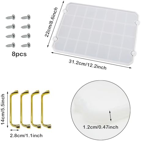 Silicone Mold for Rectangle Epoxy Resin Casting, With 2 Gold Handles, Makes Serving Tray or Board - Image 5