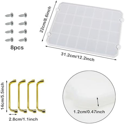 Silicone Mold for Rectangle Epoxy Resin Casting, With 2 Gold Handles, Makes Serving Tray or Board - Image 5