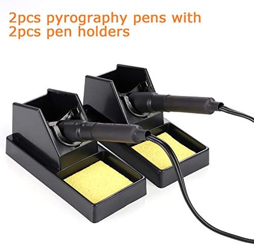 Wood Burning Kit Pyrography Machine 110V 60W Pyrography Wood Burner Detailer Woodburning Tool Set 20 Tips Two Pens Dual Port Pointer Display - Image 5