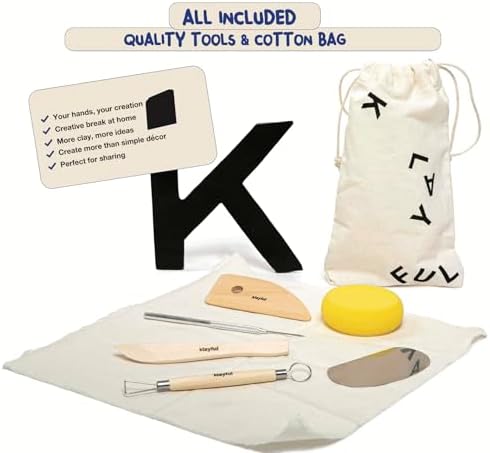 Klayful Pottery Kit for Adults – 6,6lbs Air Dry Clay Pottery Set with Tools, Paints & Brushes – DIY Arts & Crafts Kit for Beginners & Couples | Creative Gift Set for Relaxing Date Night Crafts - Image 6