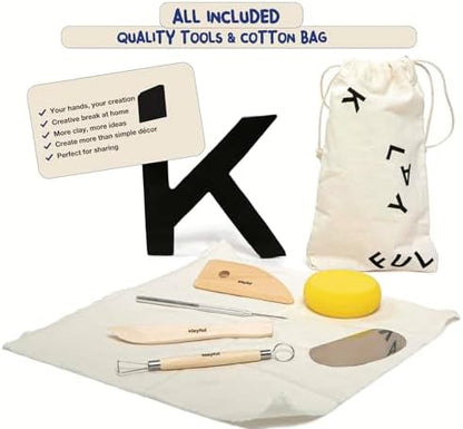 Klayful Pottery Kit for Adults – 6,6lbs Air Dry Clay Pottery Set with Tools, Paints & Brushes – DIY Arts & Crafts Kit for Beginners & Couples | Creative Gift Set for Relaxing Date Night Crafts - Image 6