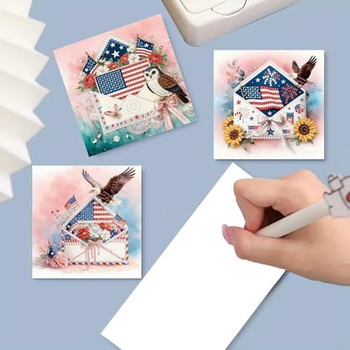 6Pcs Greeting Card DIY Diamond Art Painting Greeting Cards Special Shaped Holiday Blessing Folding Card Kit with Envelopes Arts Crafts for Birthday Festival-Envelope02 - Image 2