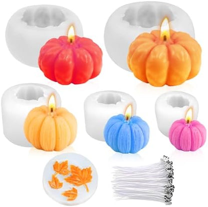 MGLIFEUL 6 pcs Large Halloween Pumpkin Maple Leaf Silicone Candle Mold by MGLIFEUL