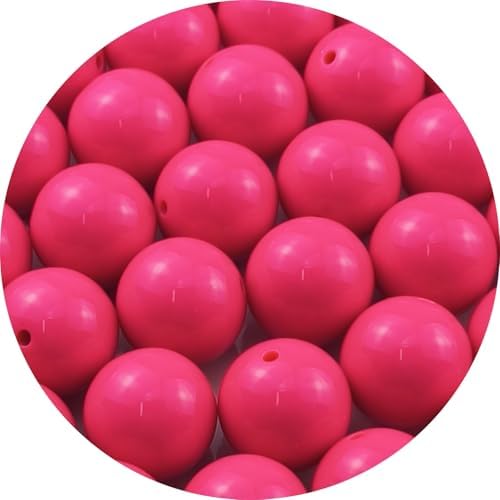 40pcs Acrylic Round Beads for Crafts 20mm Resin Candy Color Spacer Beads with Hole for Jewelry Making Sewing Crafts Decoration Necklaces Bracelets Earrings Supplies(Rose Red) by Unknown