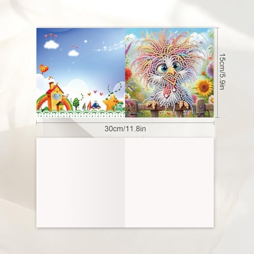 JISHSHAY 8 PCS Diamond Art Greeting Cards Bird Diamond Painting Birthday Cards Animal Gem Art Gem Painting Mosaic Kits for Adults for Thanksgiving Anniversary Valentine Graduation All-Occasion - Image 3