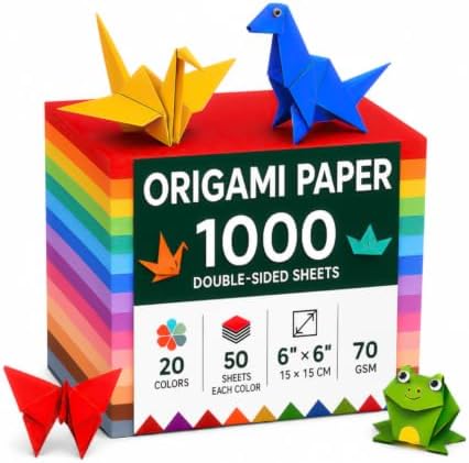 Origami Paper 1000 Sheets 6x6 Inch Colored Craft Paper Double Sided by BUBU