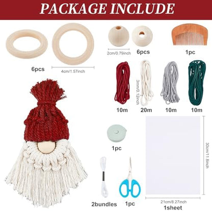 FREEBLOSS 6 Set DIY Macrame Christmas Gnomes Santa Claus Kit - Image 2