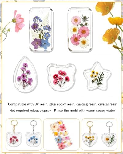 24 Pcs Resin Keychain Molds, 8 Shapes, 8mm Thick Silicone Molds with Holes - Image 4