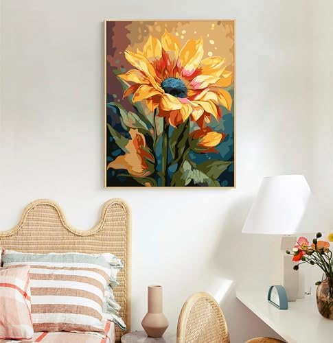 Paint by Numbers Kit for Adults, Sunflower DIY Acrylic Canvas Painting Set - Image 2