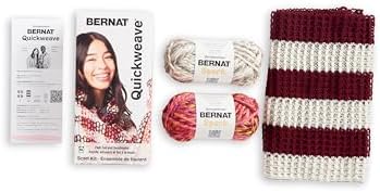 Bernat QuickWeave - Burgundy Tartan Yarn, 120 Yards, 4.9 oz, 80% Acrylic, 20% Wool, 85% Acrylic Grid, 15% Polyester, Needle, 100% Plastic - Image 5