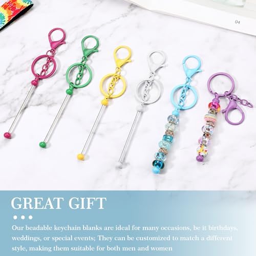 Huwena 6 Pcs Beadable Keychain Bars Metal Blanks DIY Crafts Jewelry Gift - Image 6