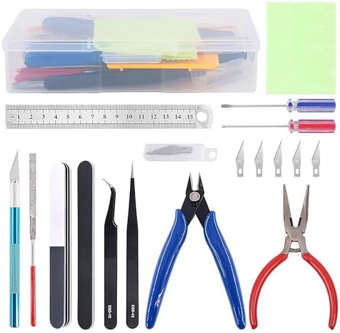 Kisoy 17PCS Model Kit Tools, Gundam & Dollhouse Essential Set with Case - Hobby Tools for Building, Repairing Airplane, Car and Robot Models by Kisoy